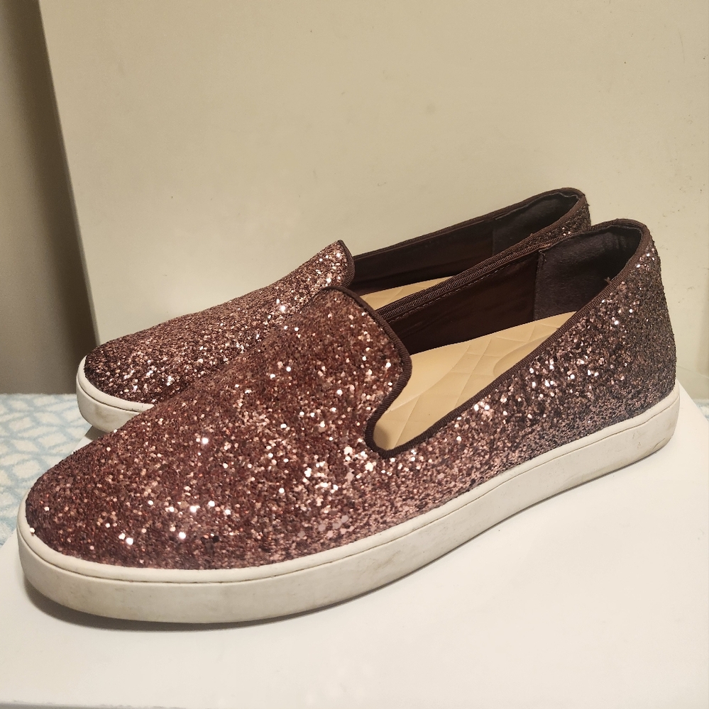 Birdies "The Swift" Rose Glitter Slip-On Comfort Sneakers Sz.10